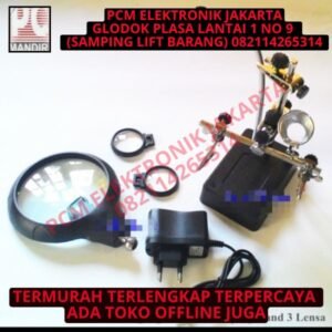 alat pegangan holder pcb helping hand 3 lensa kaca pembesar lampu led