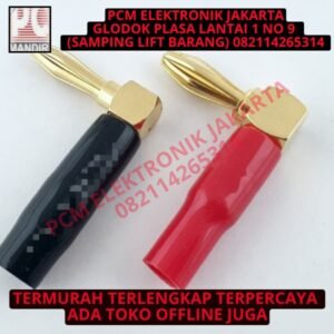 jack jek banana plug model L tekuk shape gold plated