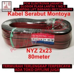 kabel speaker dc nyz montoya 2x23 80meter roll rol hitam merah