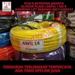 kabel awg14 awg 14 2mm 2 mm 1roll roll 25m 25 meter 25meter - Kuning