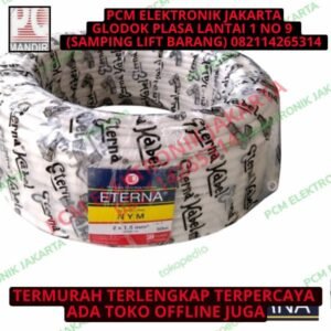 kabel eterna 2x1.5 2 x 1.5 1.5mm mm nym 50 meter putih 50m 1 roll -