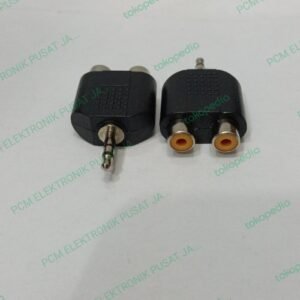 1524  connector sambungan 2 rca female to 1 mini stereo 3.5mm male