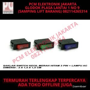 Saklar Switch Kecil Merah Hitam 3 Pin + Lampu AC rocket switch 2115
