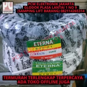 kabel eterna 2x0.75 2x0.75mm nymhy 50m 50meter hitam putih 1roll -
