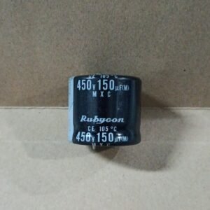 8990 kapasitor elco elko 150uf 150 uf 450v 450volt 450 volt rubycon pendek