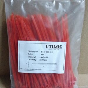 9635 insoluk kabel tali ties tis 10cm 10 cm 100mm 100 mm nylon merah red 100pcs