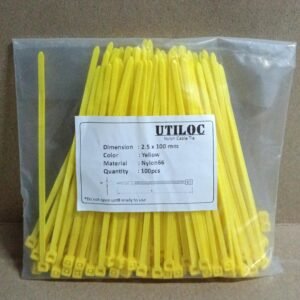 9636 insoluk kabel tali ties tis 10cm 10 cm 100mm 100 mm nylon kuning yellow 100pcs