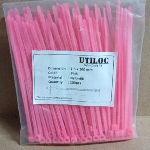 9640 insulok kabel tali ties tis 10cm 10 cm 100mm 100 mm nylon pink 100pcs