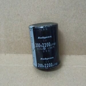8521 kapasitor capacitor elco elko 2200uf 2200 uf 200v 200volt 200 volt rubycon rubicon jepang