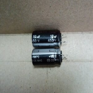 7385 kapasitor elco 10uf 10 uf 450v 450volt 450 volt panasonic M nhg