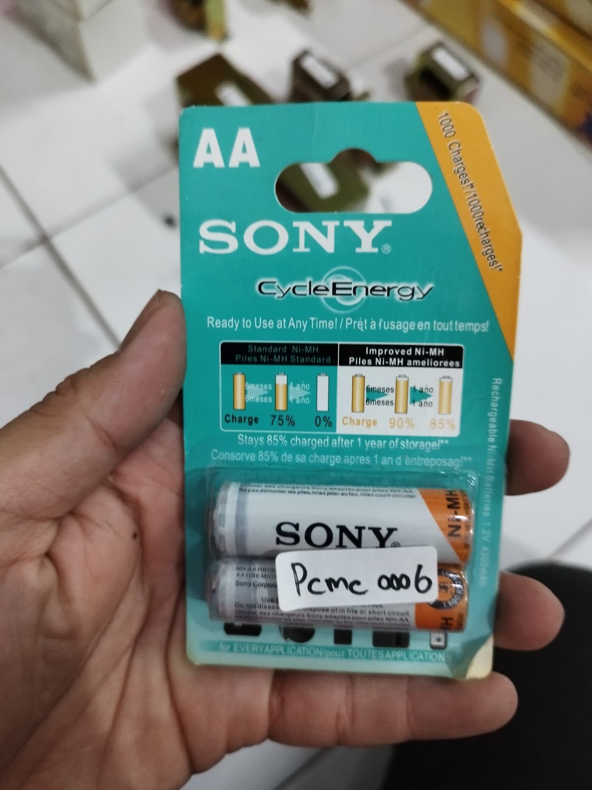 pcmc0006 baterai battery batrai batre charger cash cas sony nimh ni-mh aa a2 4600mah 4600 mah 1.2v 1.2volt 1.2 volt cycle energy 1set 1 set isi 2
